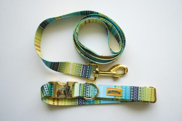 Matching Leash and Collar-Shades of Green Print -img